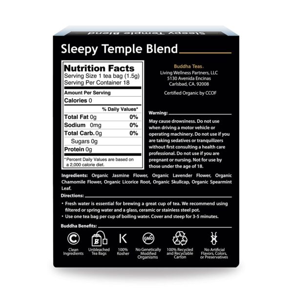Buddha Team Organic Sleepy Temple Blend Product Label